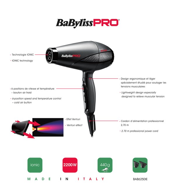 BABYLISS PRO BAB6250IE  STAR IONIC HAIRDRYER 2200W  BLACK