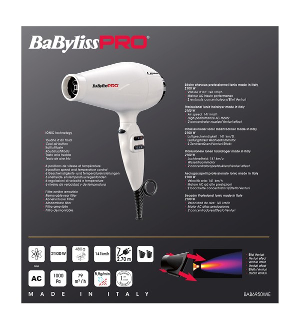 BABYLISS PRO BAB6950WIE LEVANTE IONIC ΠΙΣΤΟΛΑΚΙ 2100W ΛΕΥΚΟ