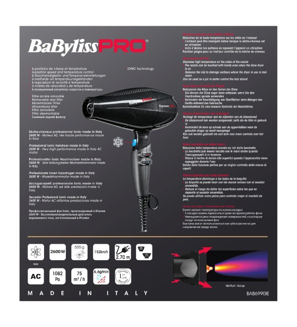 BABYLISS PRO BAB6990IE EXCESS-HQ  IONIC HAIRDRYER 2600W