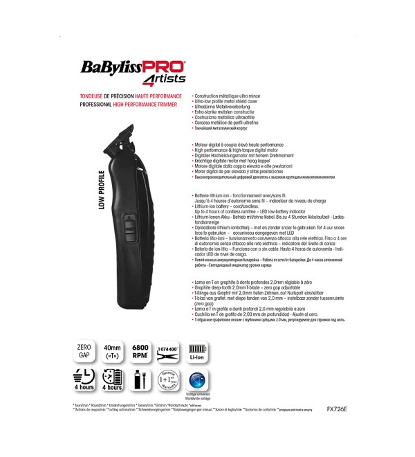 BABYLISS PRO LO-PRO TRIMMER FX726E