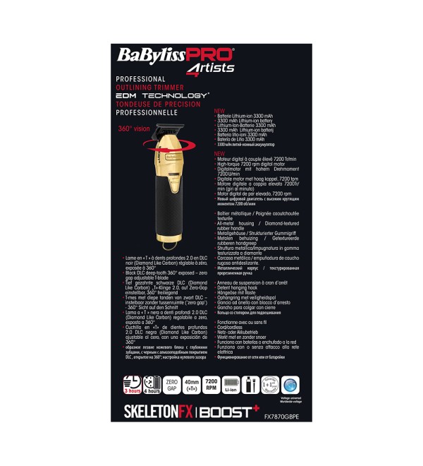 BABYLISS PRO BOOST+ OUTLINING TRIMMER ΧΡΥΣΟ FX7870GBPE