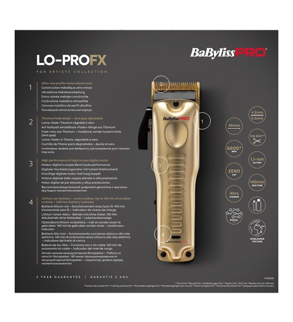 BABYLISS PRO LO-PRO GOLD ΚΟΥΡΕΥΤΙΚΗ ΜΗΧΑΝΗ FX825GE