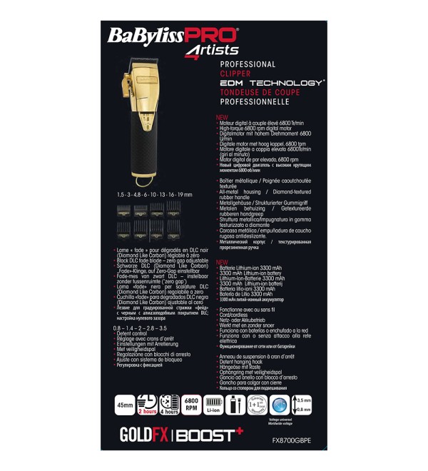 BABYLISS PRO BOOST+ ΚΟΥΡΕΥΤΙΚΗ ΜΗΧΑΝΗ ΧΡΥΣΗ  FX8700GBPE