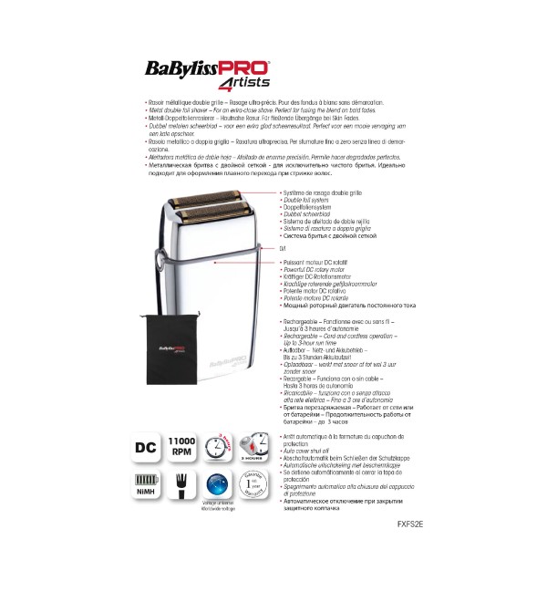 BABYLISS PRO 4ARTISTS FXFS2E DOUBLE FOIL METAL SHAVER