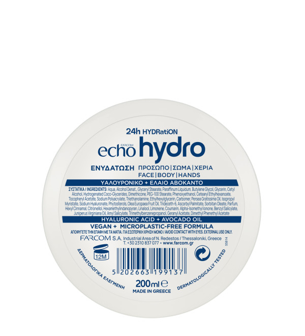 ECHO HYDRO ΚΡΕΜΑ ΓΙΑ ΠΡΟΣΩΠΟ, ΣΩΜΑ, ΧΕΡΙΑ 200ML